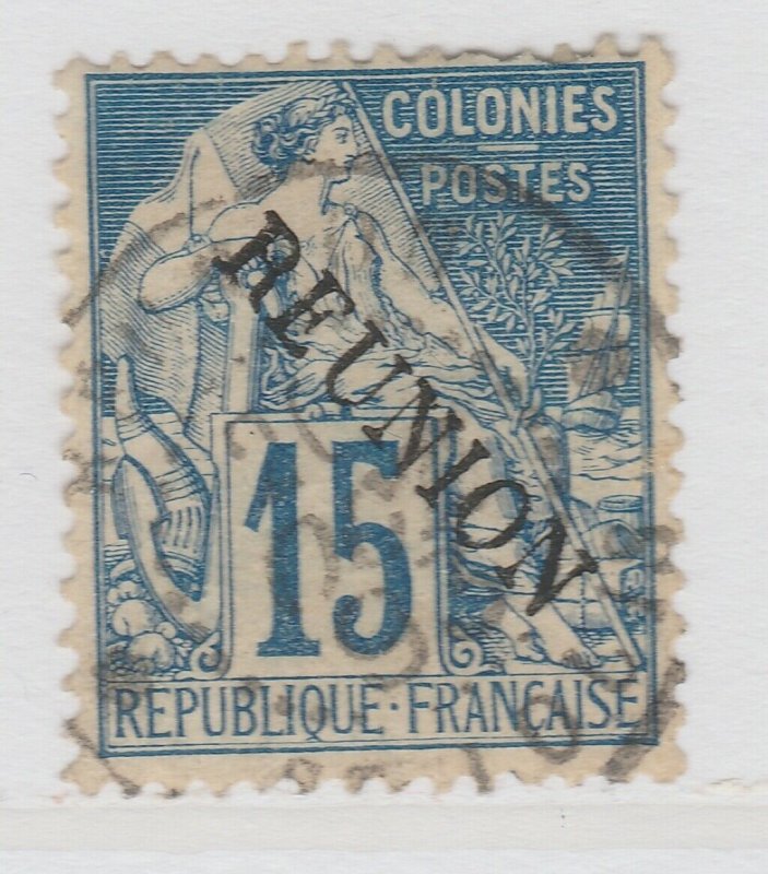 French Colony Reunion 1891 Overprint 15c Used Stamp A20P49F2803-