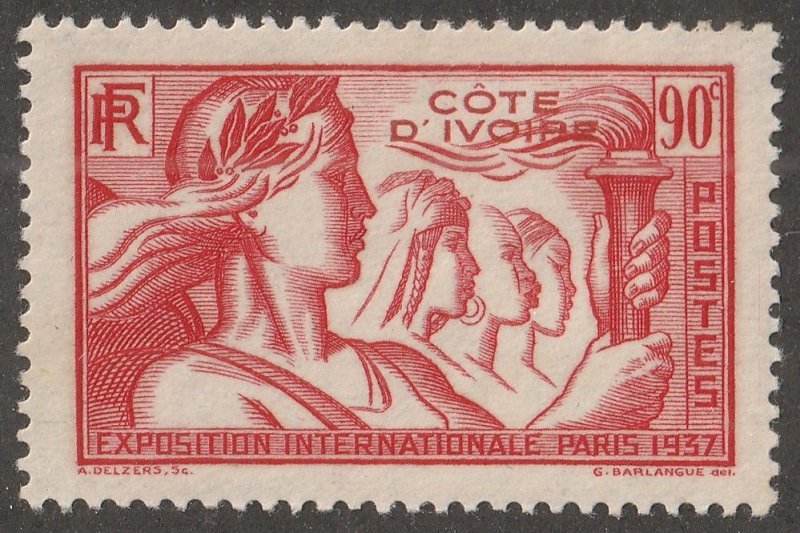 Ivory Coast, stamp, Scott#94, mint, hinged,  90,