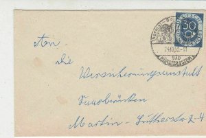 Germany Bad Munster am Stein 1952 Slogan Numeral Posthorn Stamps Cover Ref 32284