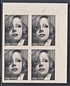 3943 Greta Garbo Plate Block of 4 37¢ Stamps