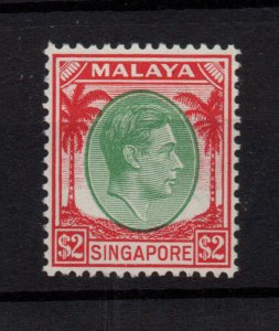 Singapore KGVI 1952 $2 green & scarlet LHM SG14 WS36525