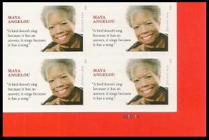 US 4979a Maya Angelou imperf NDC plate block LR MNH 2015