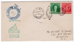 Famous American Stuart 1c, Whistler 2c SS Pres. Monroe Paquebot Canal Zone, 1941