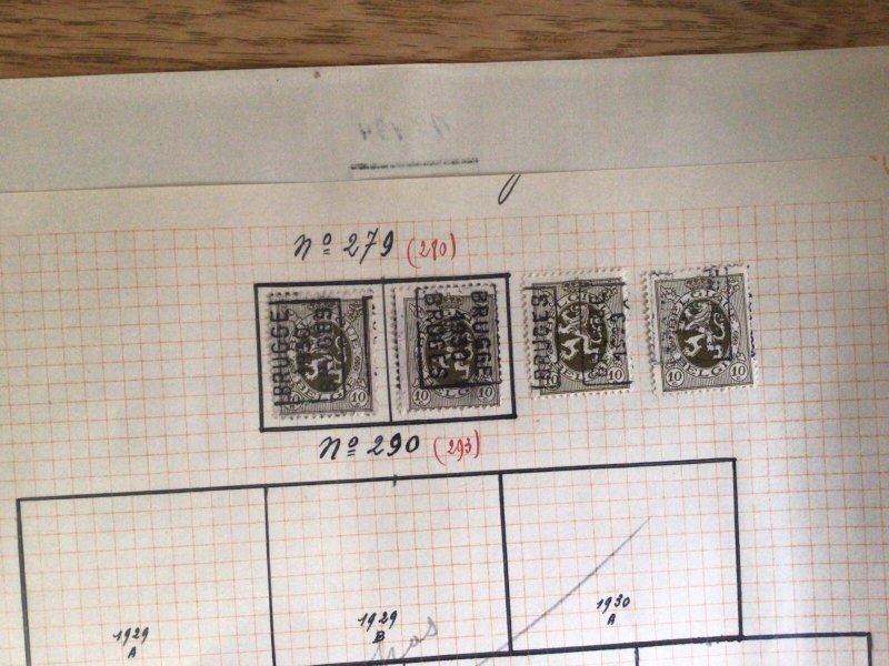 Belgium vintage pre cancel study stamps page folded  Ref 58151 