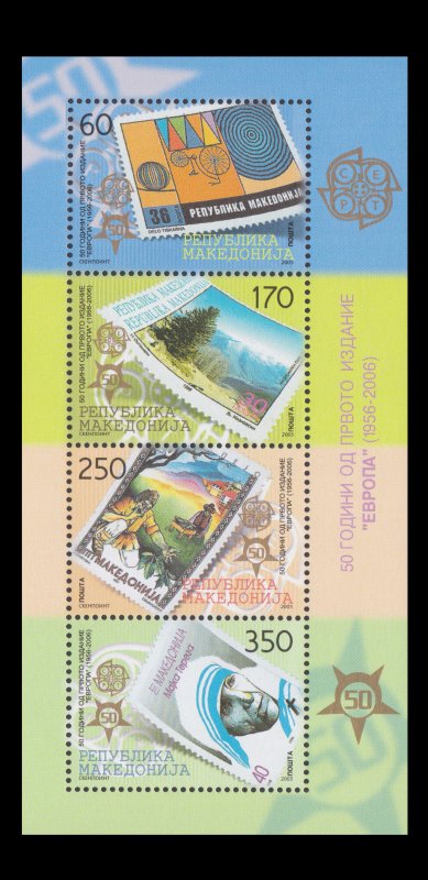 50th ANNIVERSARY EUROPA FIRST STAMP ISSUE. COUNTRY MACEDONIA. SOUVENIR SHEET.