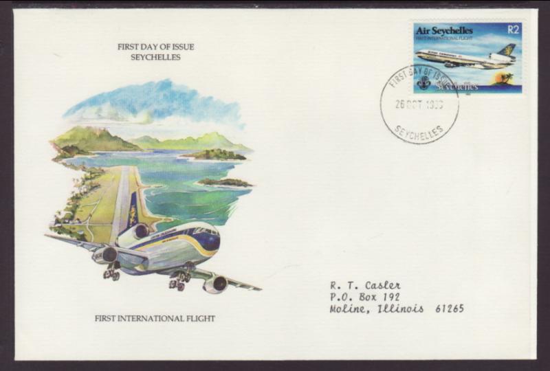 Seychelles Airplane 1983 Typed FDC BIN