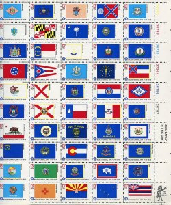 UNITED STATES SCOTT #1638/82 STATE FLAGS COMPLETE SHEET MINT NH