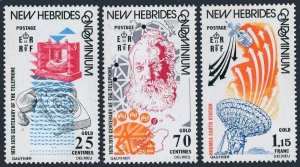 New Hebrides Br 205-207, MNH. Mi 423-425. Alexander Bell, Telephone-100, 1976.