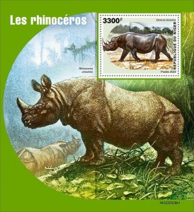 NIGER - 2022 - Rhinos - Perf Souv Sheet #1 - Mint Never Hinged