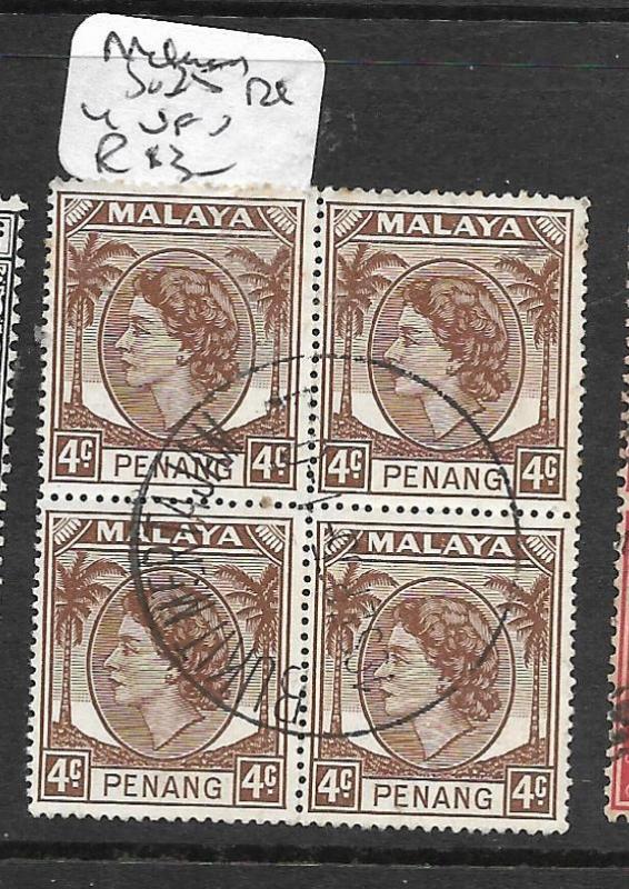 MALAYA PENANG (P1401B) QEII  4C SG   BL OF 4  VFU