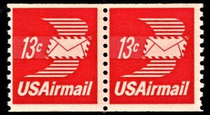 US C83 MNH VF 13 Cent Winged Envelope Coil Pair