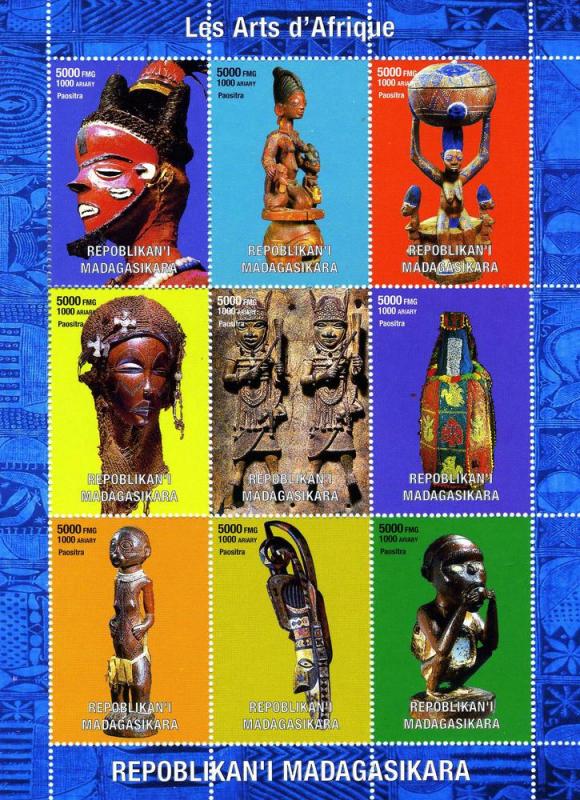 Malagasy 1999 AFRICAN ARTS Sheet (9) Perforated Mint (NH)