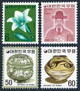 Korea South 963-966,MNH.Mi 968/1011. Lily,Ceramic Jar,Vase,Adm.Li Sun-Sin, 1975.