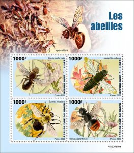 NIGER - 2022 - Bees - Perf 4v Sheet - Mint Never Hinged