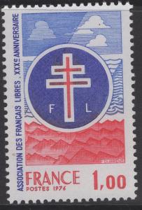 FRANCE SG2136 1976 30th ANNIV OF FREE FRENCH ASSOCIATION MNH