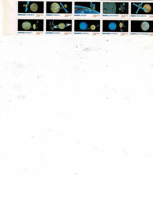 Space Exploration 29c US Postage Booklet Pane of 10 stamps #2568-77 VF MNH