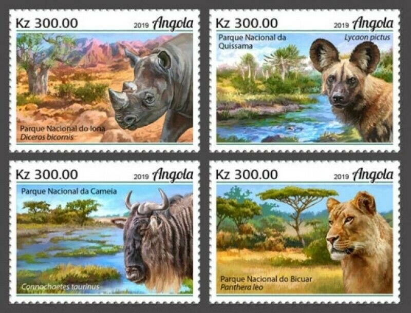 Angola - 2019 National Parks & Animals - 4 Stamp Set - ANG190207a