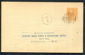 B.C. Split Ring Town Cancel Postal Stationery Postcard SQUILAX