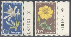 Israel ~ #180-81 ~ Flowers ~ MNH Set ~ Tabs