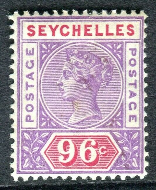 SEYCHELLES-1890-92 96c Mauve & Carmine. A mounted mint example Sg 8