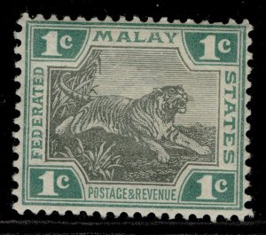 MALAYSIA - Federated Malay QV SG15a, 1c grey & green, LH MINT. 