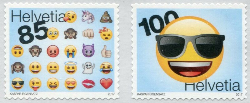 HERRICKSTAMP NEW ISSUES SWITZERLAND Sc.# 1650a Emojis Self-Adhesive Pair