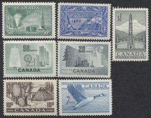 Canada #294/334 Lot of 7 Early 50's Mid/Hi Values Mint OG VF Centered LH