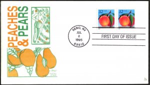 USA 1995 Mi.Nr. 2603/4 Fruits Peaches and Pear x 2 FDC 2 sc