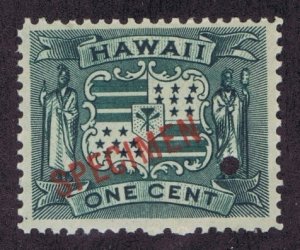 Hawaii 80S 1c 1899 Coat of Arms red SPECIMEN overprint F-VF NH PF cert