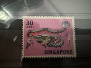 1968-Singapore 30c Dragon Dance Stamps Error with White Head in MNH VF Free Post