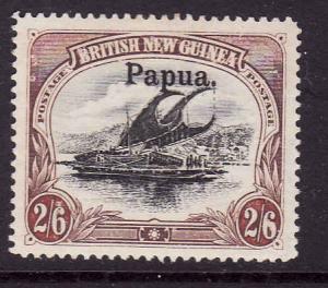 Papua-Sc#18-unused 2sh6p brown-Ships-Lakatoi-1906-S/H fee reflects the cost of t
