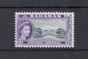 1954 BAHAMAS, Queen Elizabeth, £1 slate black and purple, Stanley Gibbons #216