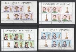 Cuba 1982 Chess Capablanca 4 sheetlets used     DE.009