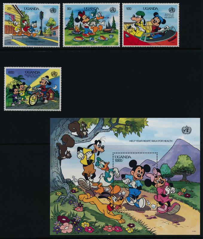 Uganda 816,8-9,22,24 MNH Disney, Mickey's Guide to Health & Safety, WHO