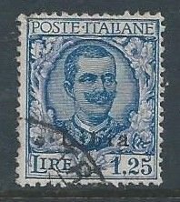 Libya #63 Used 1.25L Italian Emmanuel III Issue Ovptd. Libia