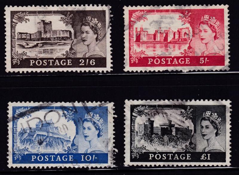 Great Britain 1955 QEII High Value Castles (4)   F/VF/Used(*)