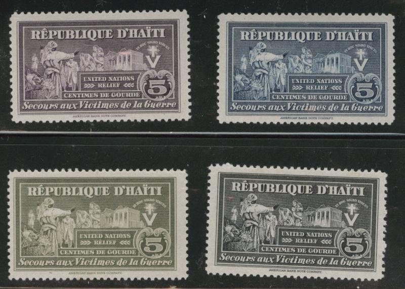 Haiti  Scott RA1-4 Postal Tax 1944 MH* set