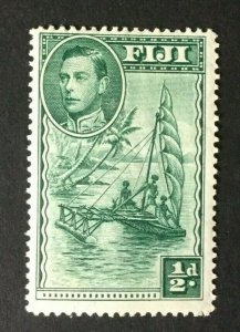 Fiji: 1938 KGVI definitive 0.5d green, perforation 14 SG 249, Mint