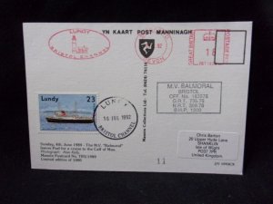 LUNDY: LUNDY STAMP USED ON 1992 POSTCARD