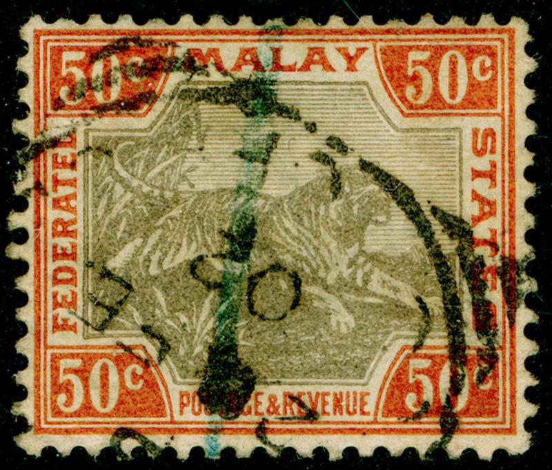 MALAYSIA - Fed. Malay States SG22a, grey & orange-brown, USED. Cat £55. WMK CA