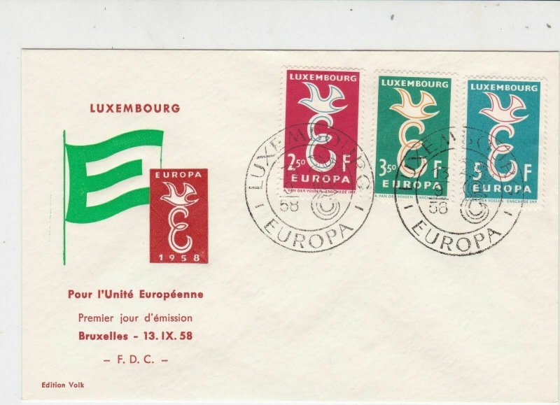 Europa Luxembourg 1958 Luxembourg Slogan Cancels FDC 3x Stamps Cover Ref 25933