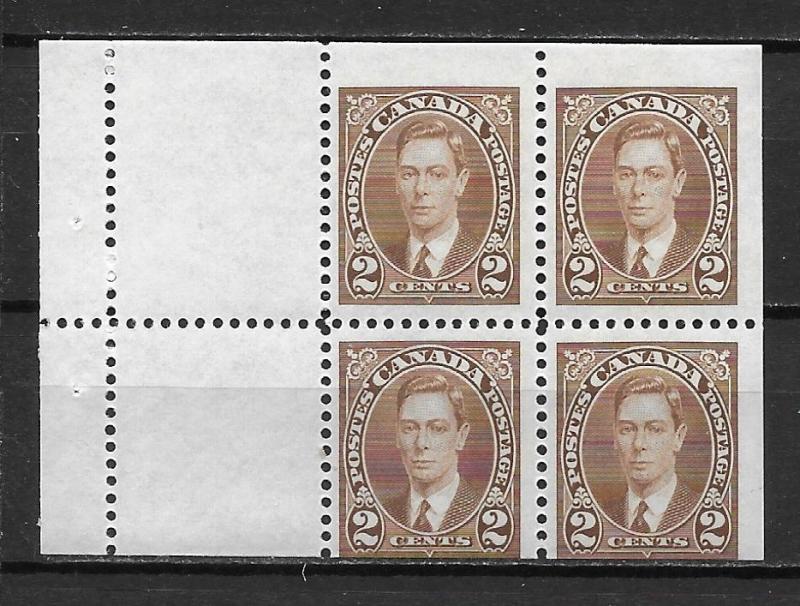 Canada 232a 1937 2c KGVI MNH Booklet Pane