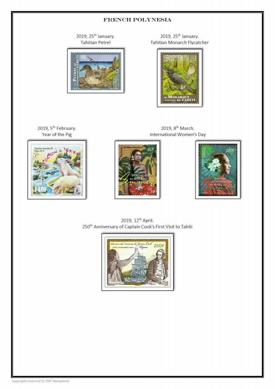 French Polynesia 1958 - 2019 PDF (DIGITAL) STAMP ALBUM PAGES