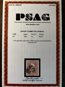 US Scott #65 used with Cert