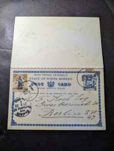 1903 British North Borneo Folded Postcard Cover and Postal Stationery to Germany