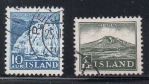 Iceland Sc 193-194 1935 Falls & Mt Hekla stamp set used