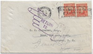 1928 Vancouver to Vancouver, Canada RTS 2 x 1c Confederation Issue (56781)