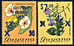 Guyana 334a-335, MNH, Royal Wedding Surcharge, blue
