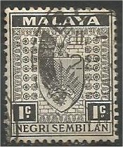 NEGRI SEMBILAN, 1936 used  1c Arms of Negri Sembilan Scott 21