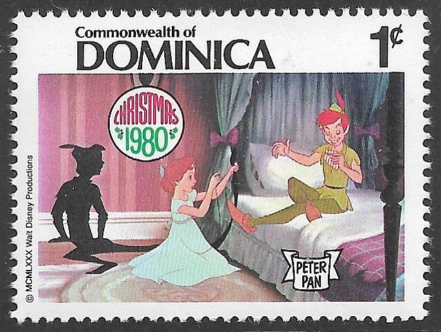 DOMINICA 1980 1c DISNEY Peter Pan CHRISTMAS Issue Sc 680 MNH